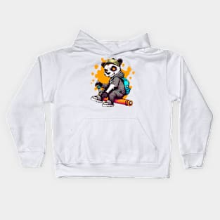 Funny Cute Panda bear rebel cartoon Kids Hoodie